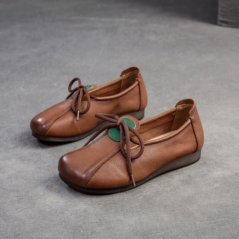 Women Retro Minimalist Leather Casual Soft Flats