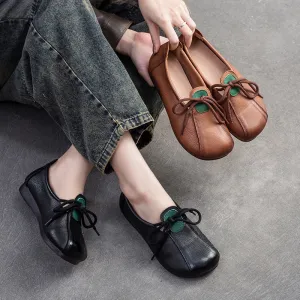 Women Retro Minimalist Leather Casual Soft Flats