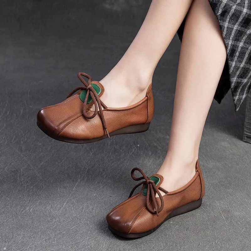 Women Retro Minimalist Leather Casual Soft Flats