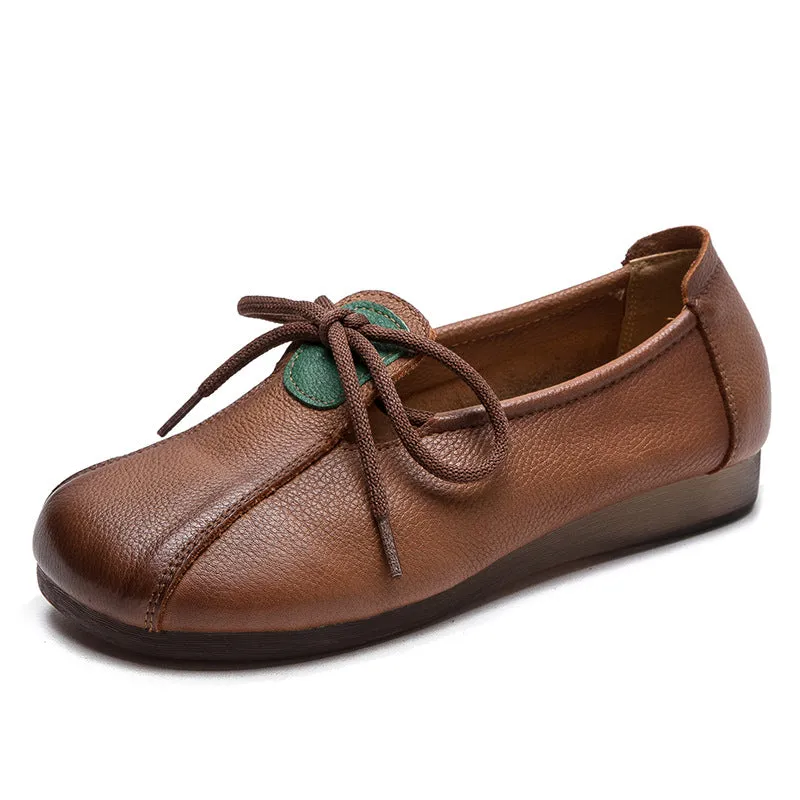 Women Retro Minimalist Leather Casual Soft Flats