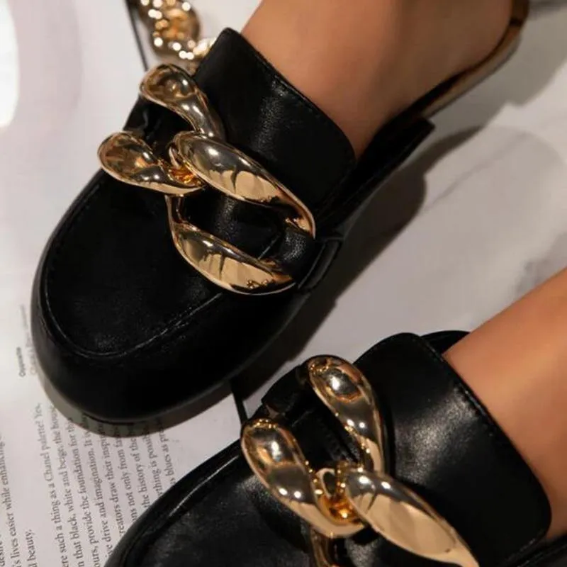 Women's Casaul Covered Toe Faux Leather Slides